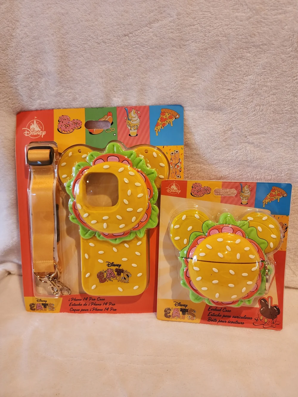 Disney Kids Yellow Burger-Themed Phone Case and Earbud Case Set